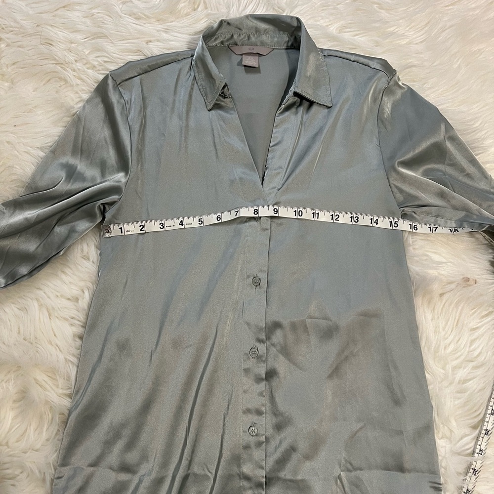 H&M Light Blue Satin Dress Shirt - Picture 6 of 6